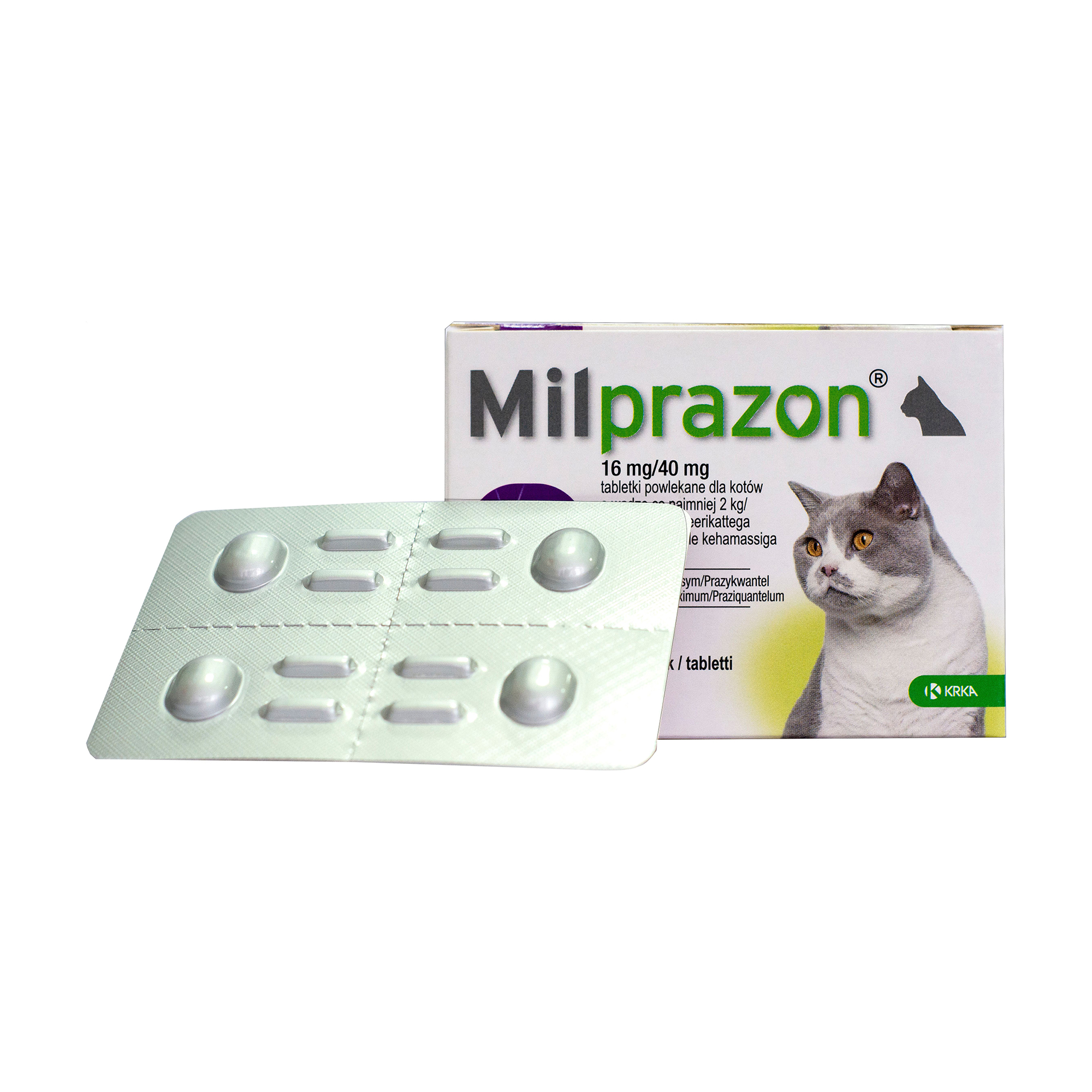 Таблетки для котів KRKA Milprazon 16-40 мг, проти глистів, 4 шт
